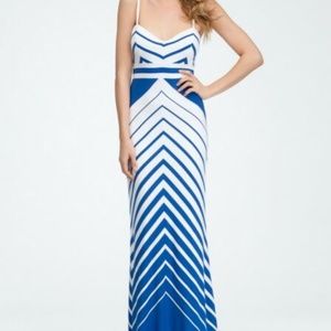 Blue and White Chevron Maxi Dress